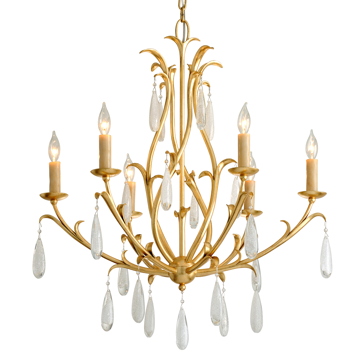 Prosecco Chandelier In Gold Leaf Finish