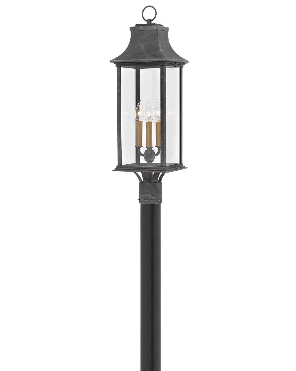 Adair Large Post Top or Pier Mount Lantern In Black Finish