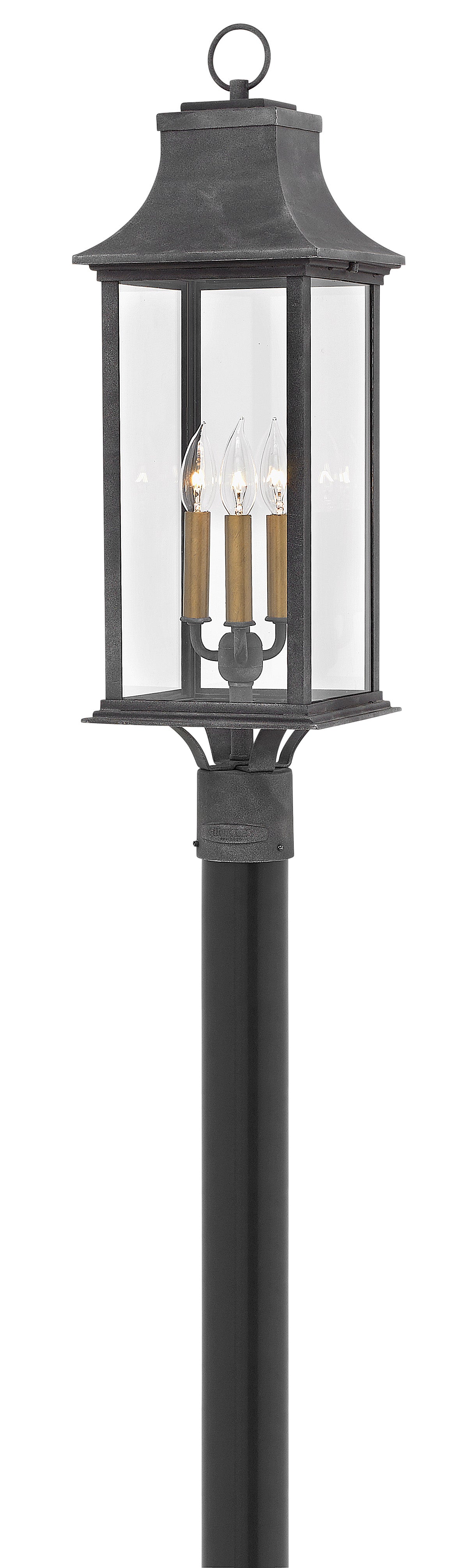 Adair Large Post Top or Pier Mount Lantern In Black Finish