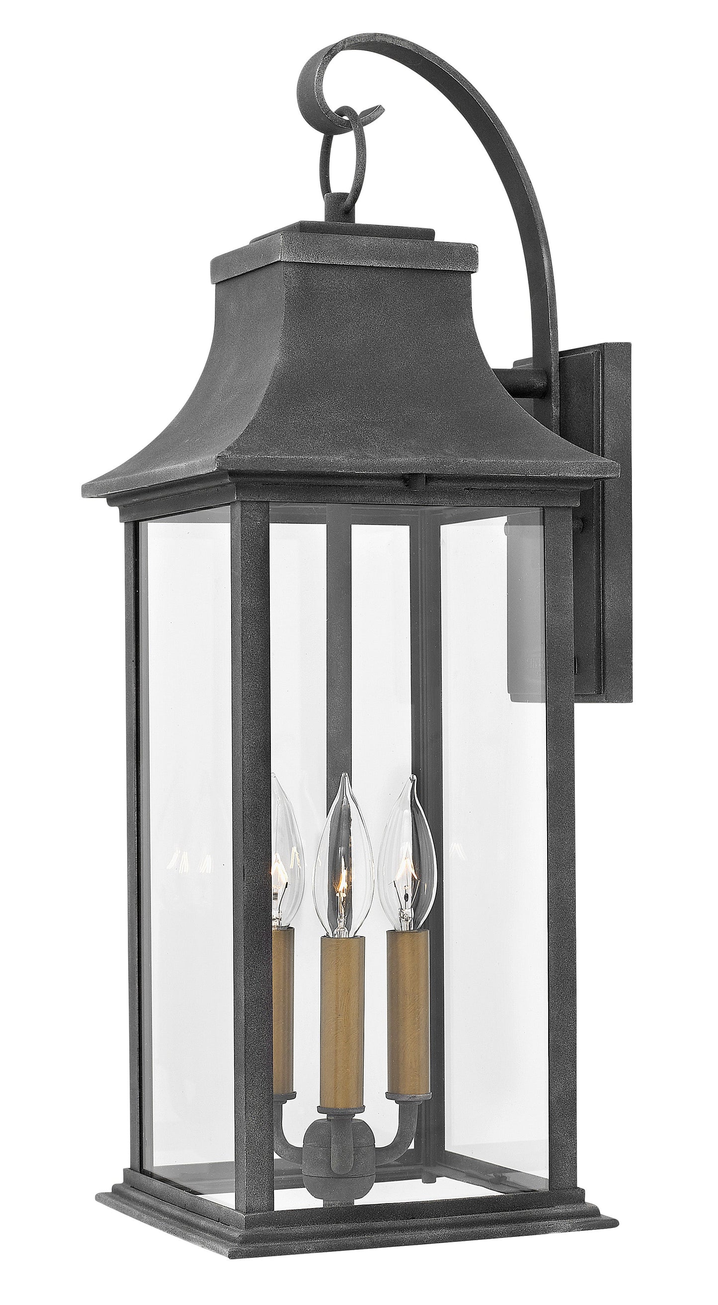 Adair Large Wall Mount Lantern In Black Finish
