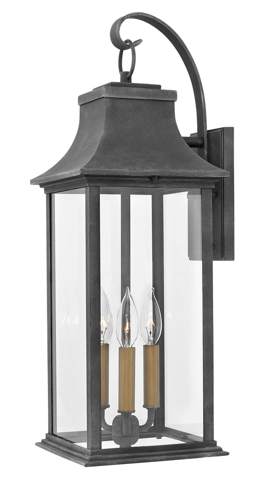 Adair Large Wall Mount Lantern In Black Finish
