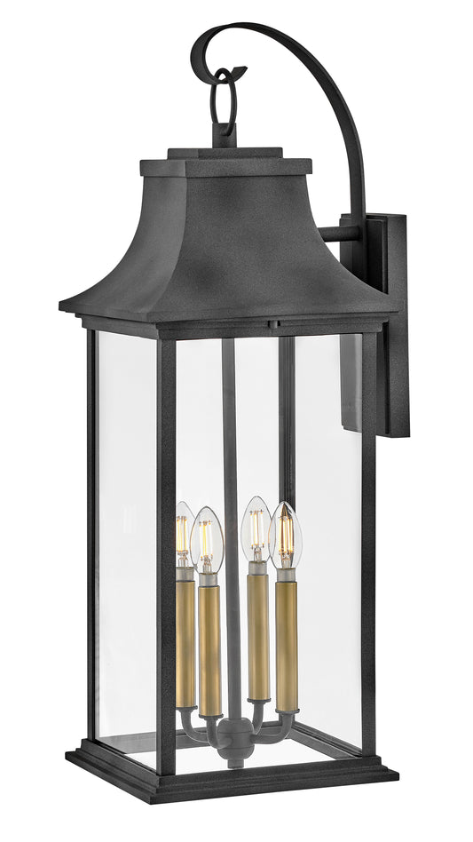 Adair Large Wall Mount Lantern In Black Finish