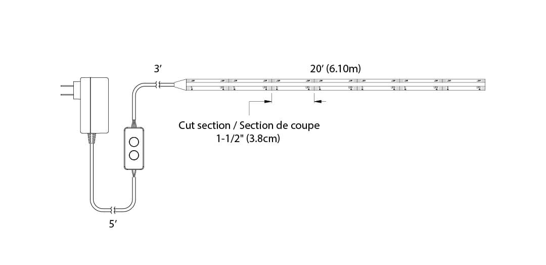Cob tape kit 5CCT, 24V, 20ft