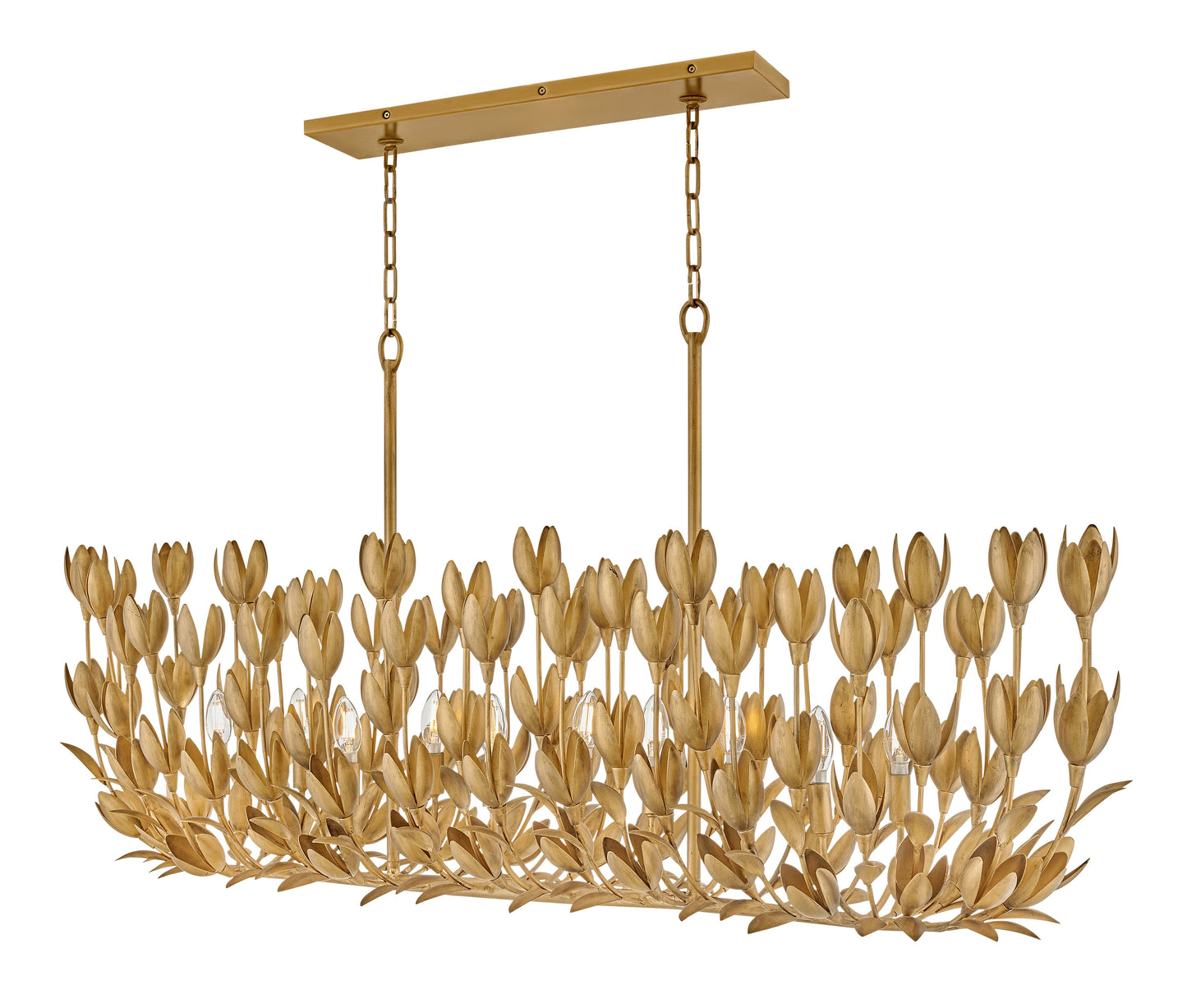 Flora Large Ten Light Linear In Gold Finish