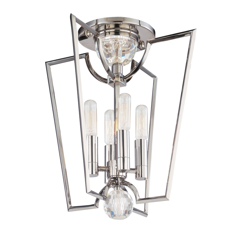 Waterloo Semi Flush with Polished Nickel Finish