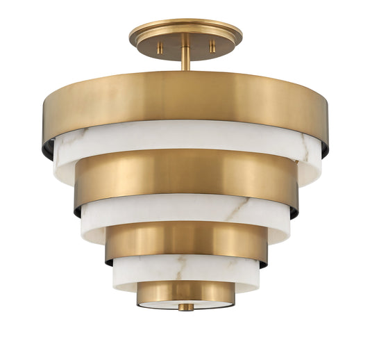 Echelon Medium Semi-Flush Mount In Light Brass Finish