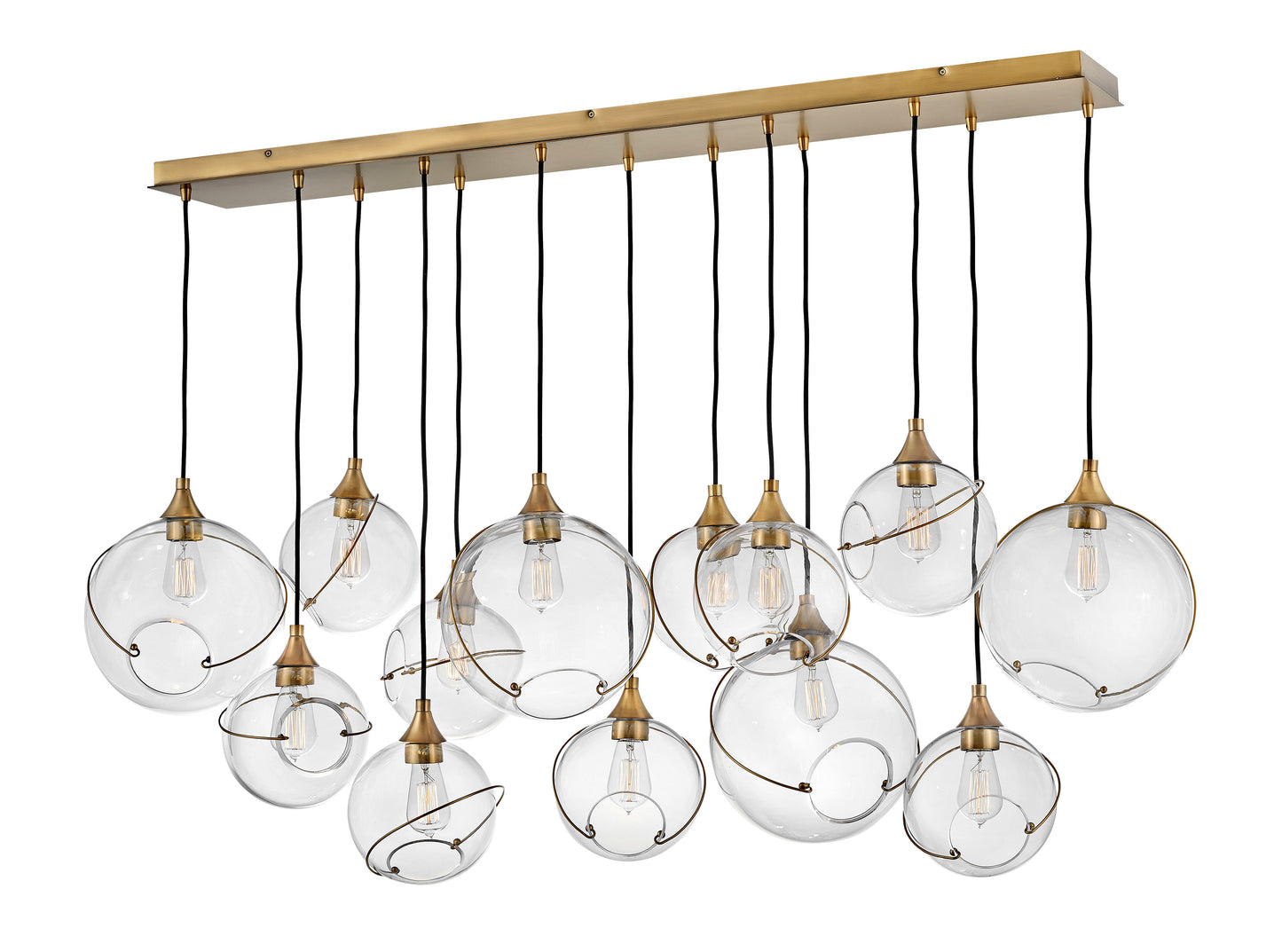 Skye Large Thirteen Light Linear In Light Brass Finish
