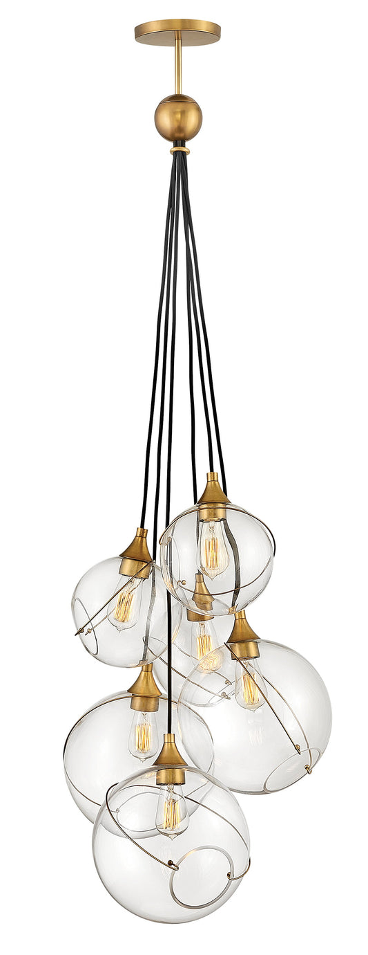 Skye Medium Six Light Multi Tier Chandelier In Light Brass Finish