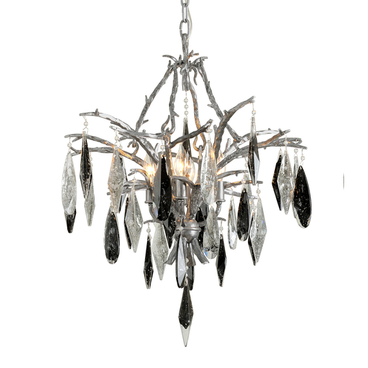 Nera Chandelier In Blackened Silver Leaf Finish