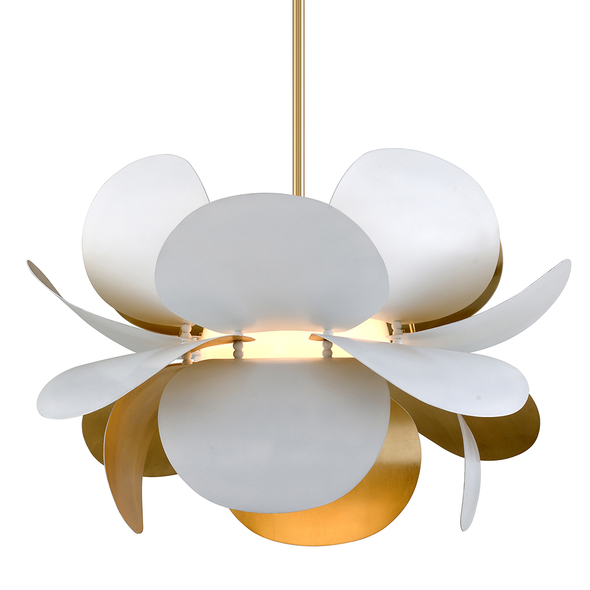 Ginger Chandelier In WHITE AND GOLD LEAF Finish