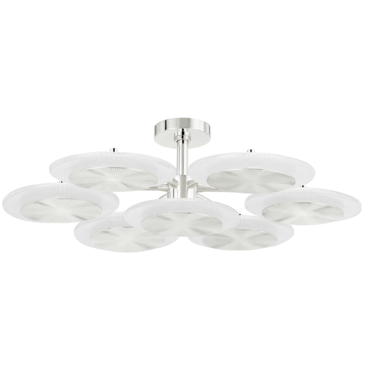 7 LIGHT SEMI FLUSH In POLISHED NICKEL Finish