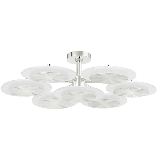 7 LIGHT SEMI FLUSH In POLISHED NICKEL Finish