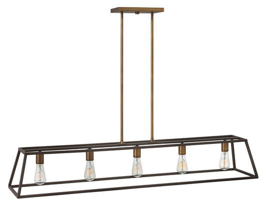 Fulton Large Five Light Open Frame Linear In Light Bronze Finish