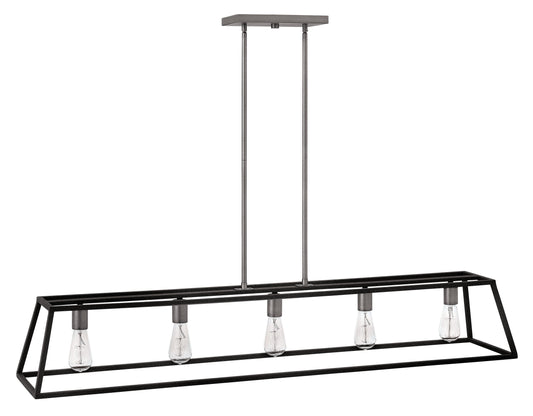 Fulton Large Five Light Open Frame Linear In Black Finish
