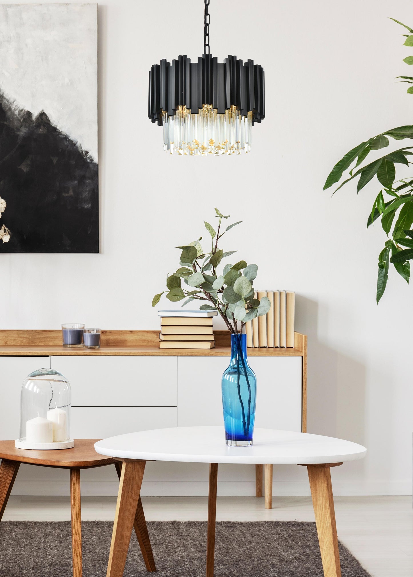 Willow 16 inch Chandelier in Black