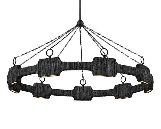 Raffi Large LED Single Tier Chandelier In Black Finish