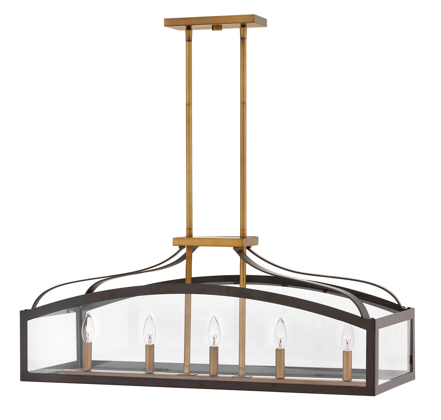 Clarendon Large Five Light Linear Chandelier In Light Bronze Finish