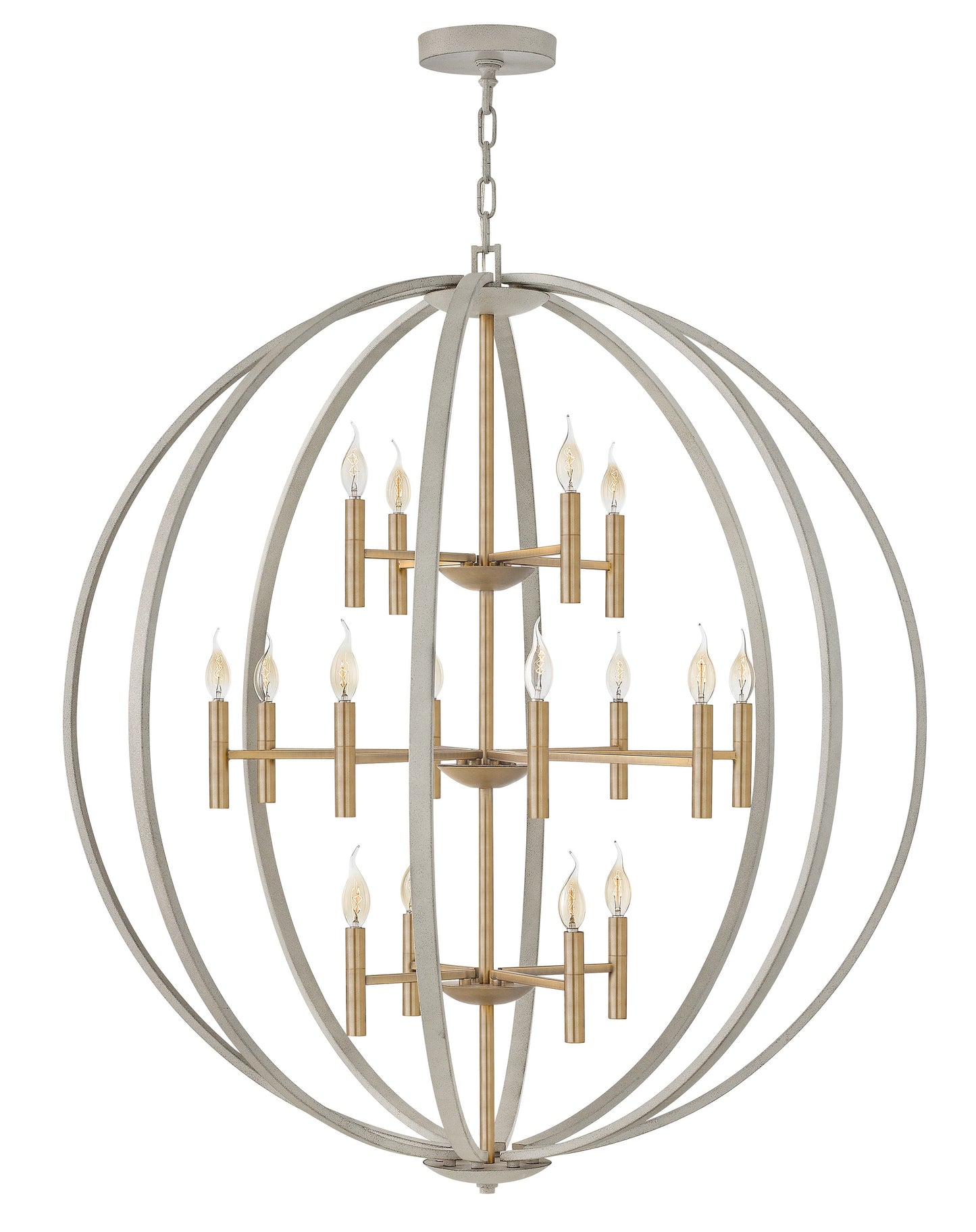 Euclid Double XL Three Tier Orb Chandelier In Gray Finish
