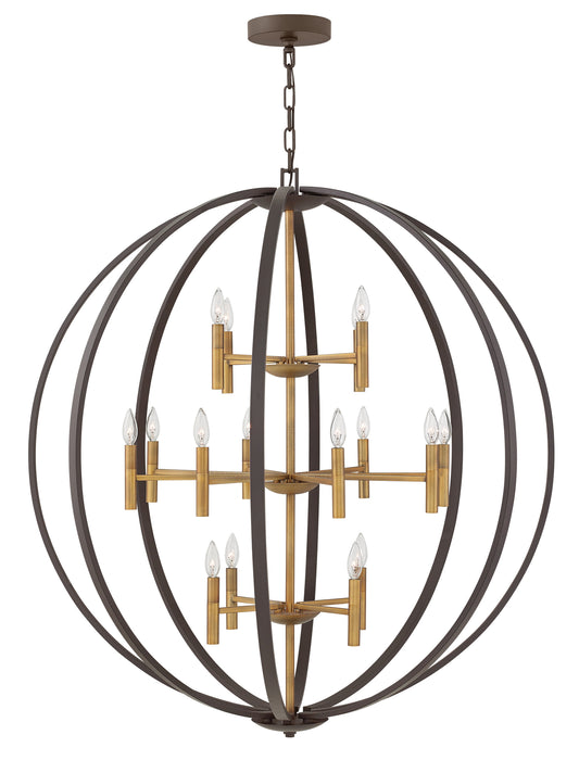Euclid Double XL Three Tier Orb Chandelier In Black Finish