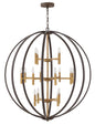 Euclid Double XL Three Tier Orb Chandelier In Black Finish