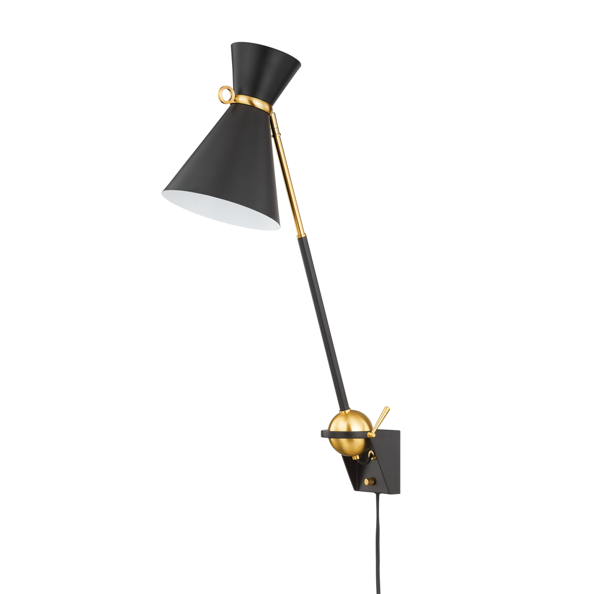 WINSTED Plug-in Sconce with Aged Brass/soft Black Finish
