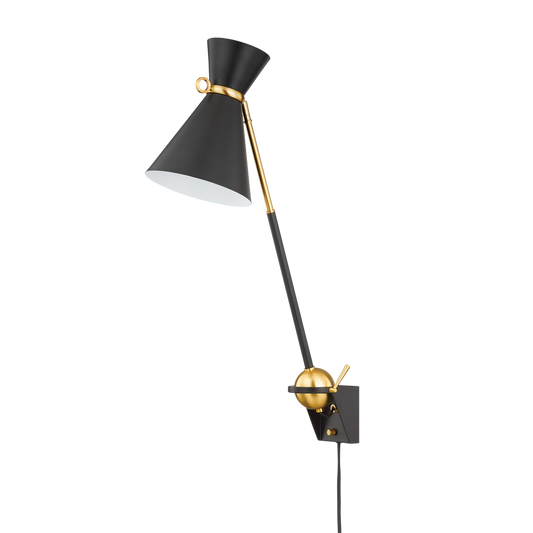 WINSTED Plug-in Sconce with Aged Brass/soft Black Finish