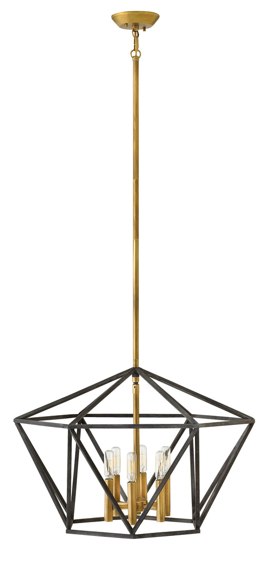 Theory Medium Open Frame Single Tier Chandelier In Black Finish