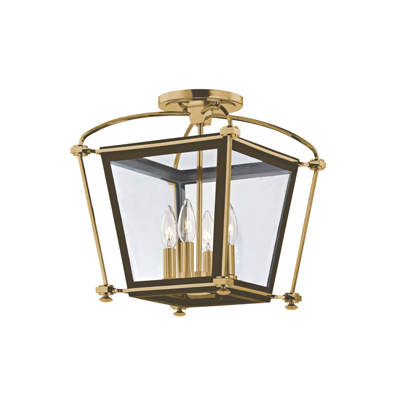 Hollis Semi Flush with Aged Brass Finish