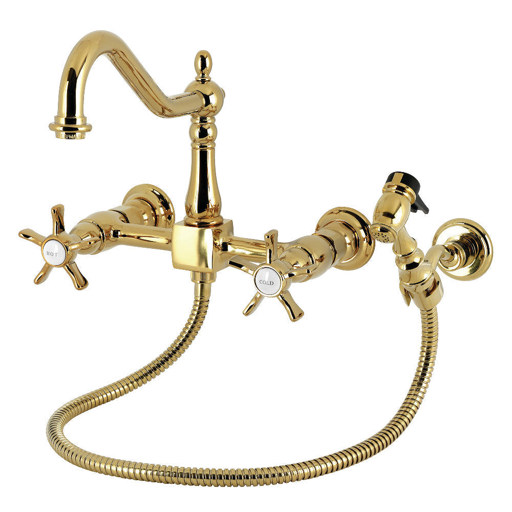 Hamilton Wall Mount Kitchen Faucet in Polished Brass
