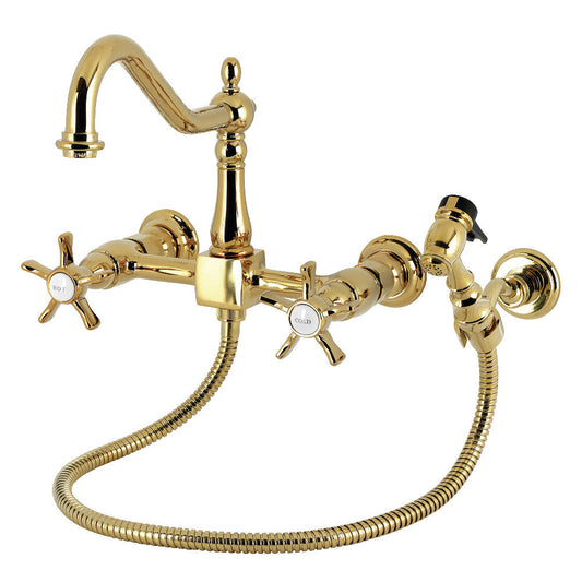 Hamilton Wall Mount Kitchen Faucet in Polished Brass