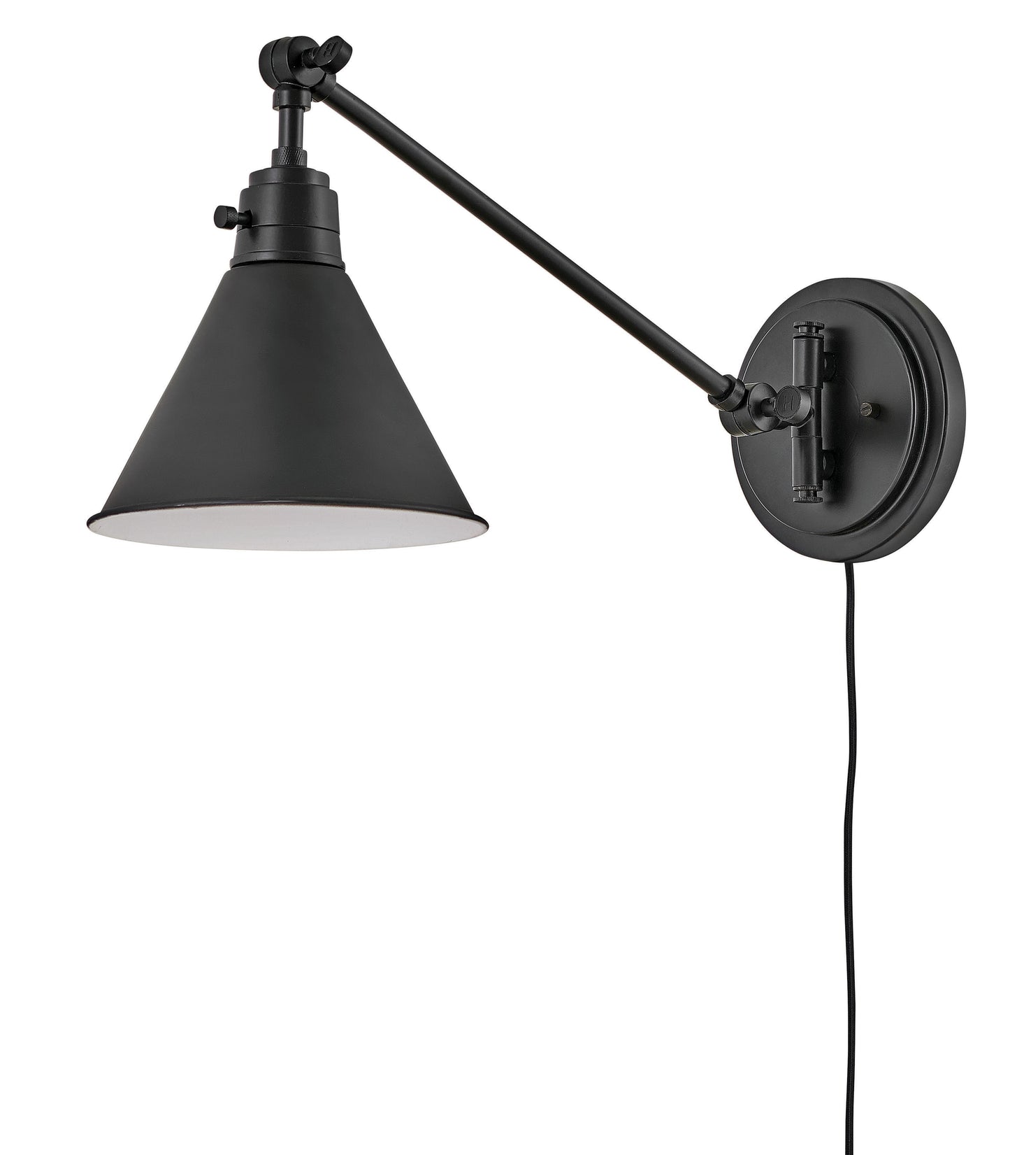 Arti Medium Swing Arm Single Light Sconce In Black Finish