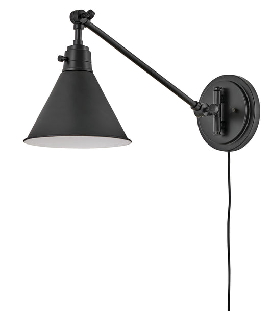 Arti Medium Swing Arm Single Light Sconce In Black Finish