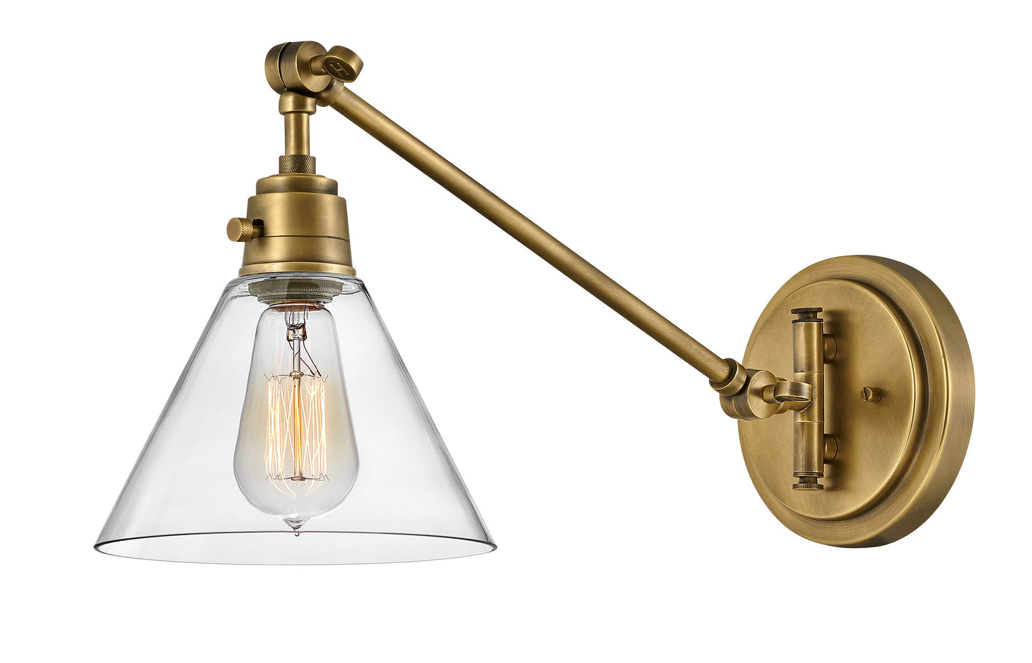 Arti Medium Swing Arm Single Light Sconce In Light Brass Finish