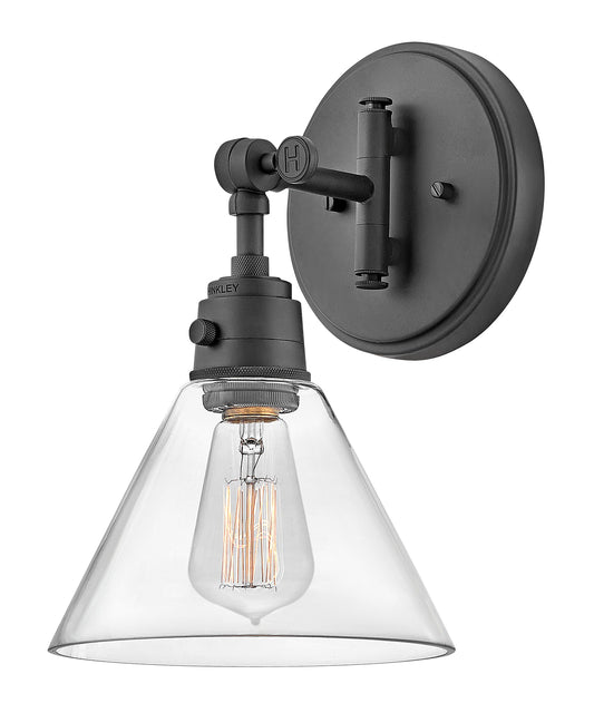 Arti Medium Swing Arm Single Light Sconce In Black Finish