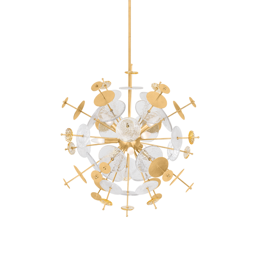 GLEASON Chandelier In Vintage Gold Leaf Finish