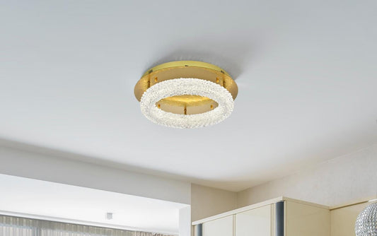 Bowen 18 inch Adjustable LED Flush Mount in Satin Gold