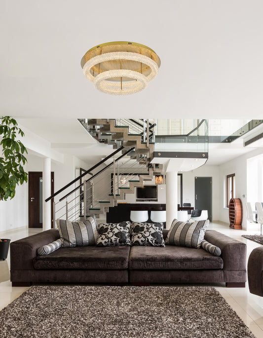 Bowen 29.5 inch LED Flush Mount in Satin Gold