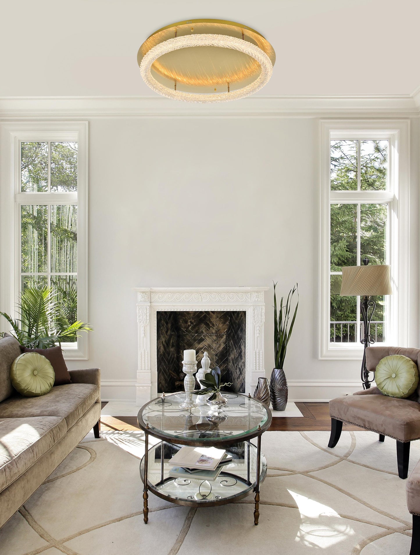 Bowen 33.5 inch LED Flush Mount in Satin Gold