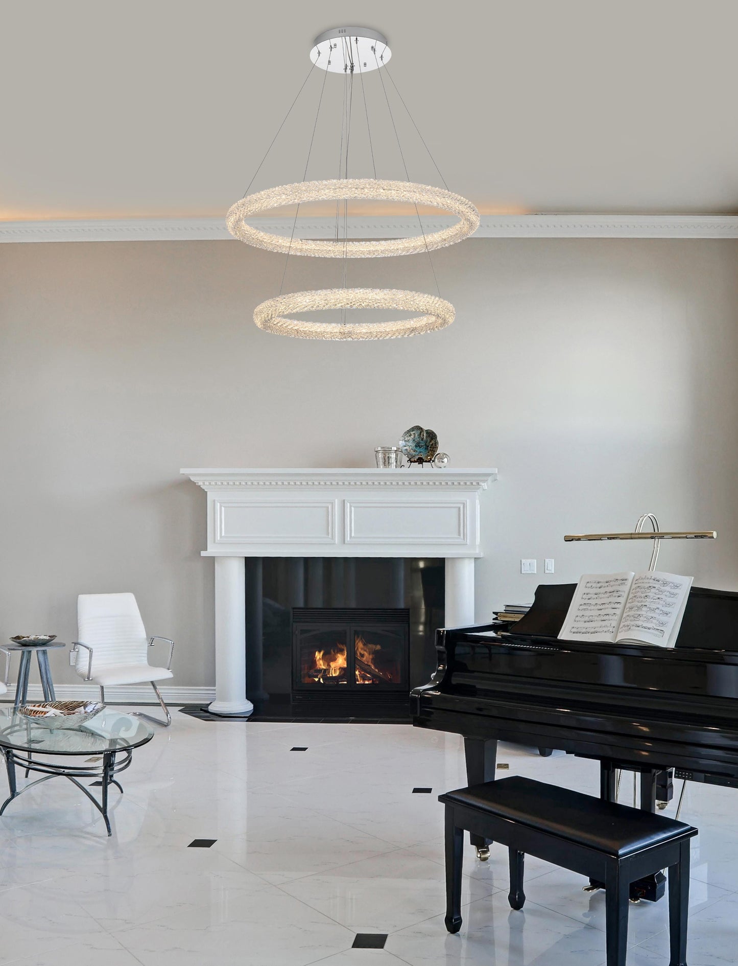 Bowen 35.5 inch LED chandelier in chrome