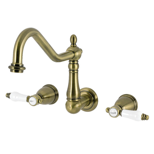 Bel-Air Wall Mount Kitchen Faucet in Antique Brass