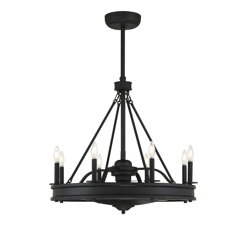 Lyon 8-Light Fan D'Lier in 
Matte Black Matte Black