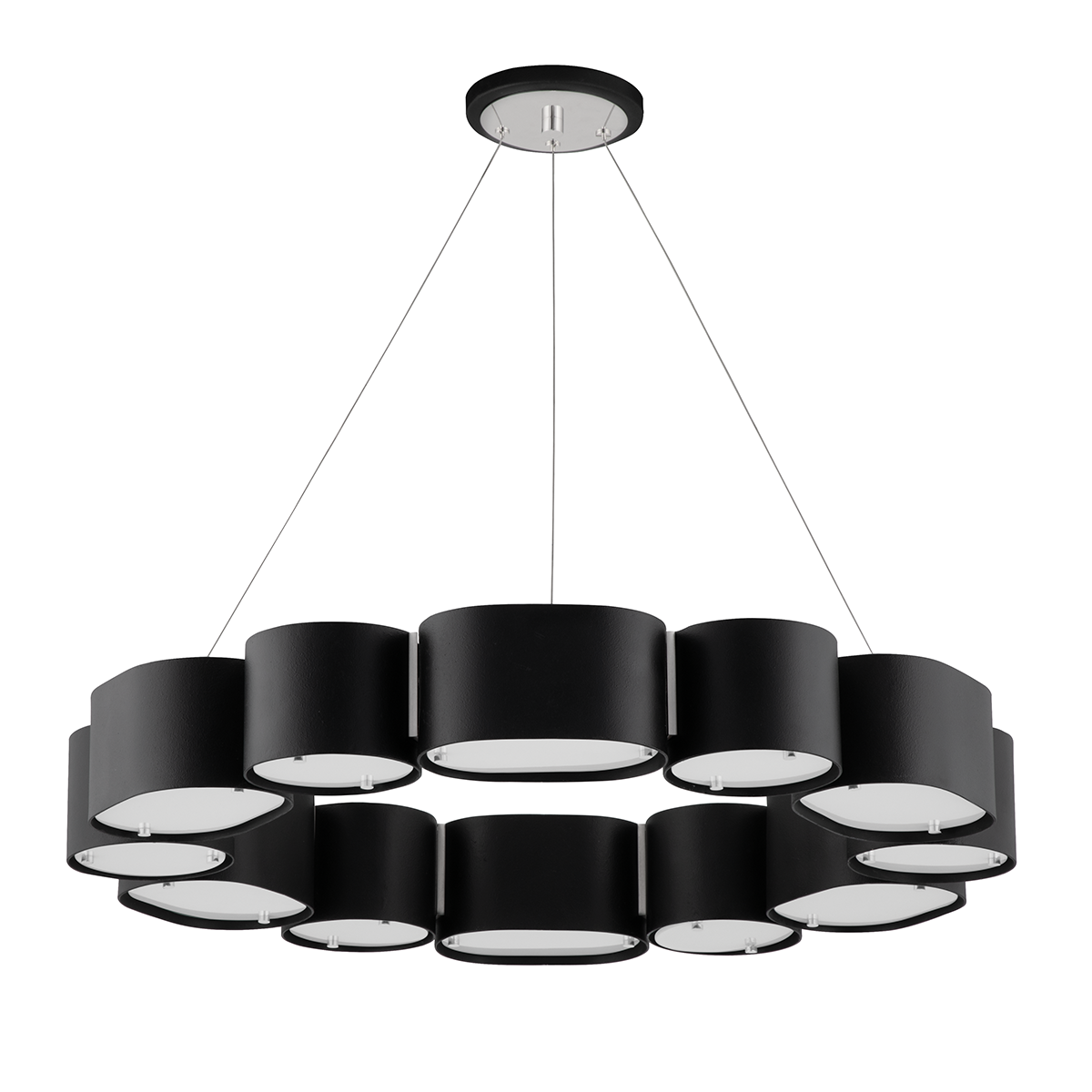 Opal Chandelier In Soft Black with Stainless Steel Finish