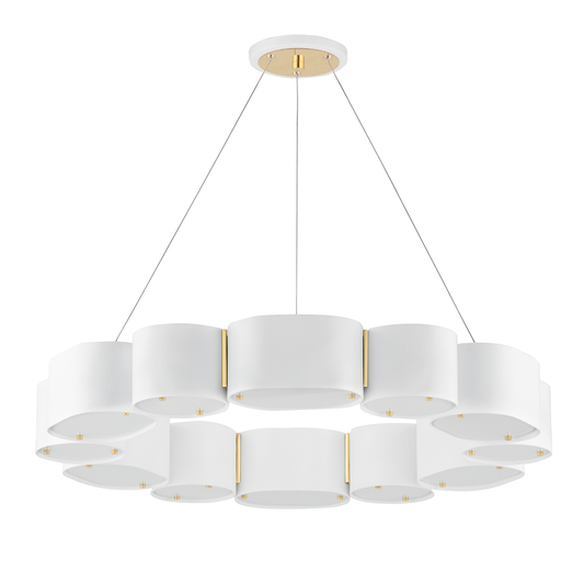 Opal Chandelier In SOFT WHITE/VINTAGE BRASS Finish