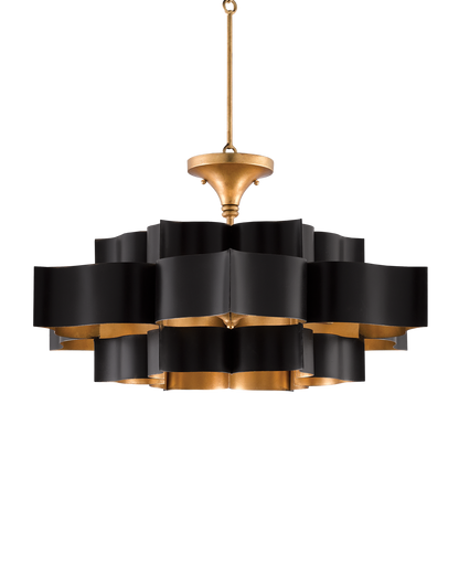 Grand Lotus Large Black Chandelier