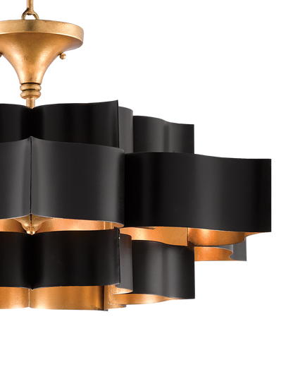 Grand Lotus Large Black Chandelier