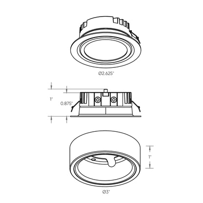 Kit 3 - 2-in-1 LED puck, 5CCT