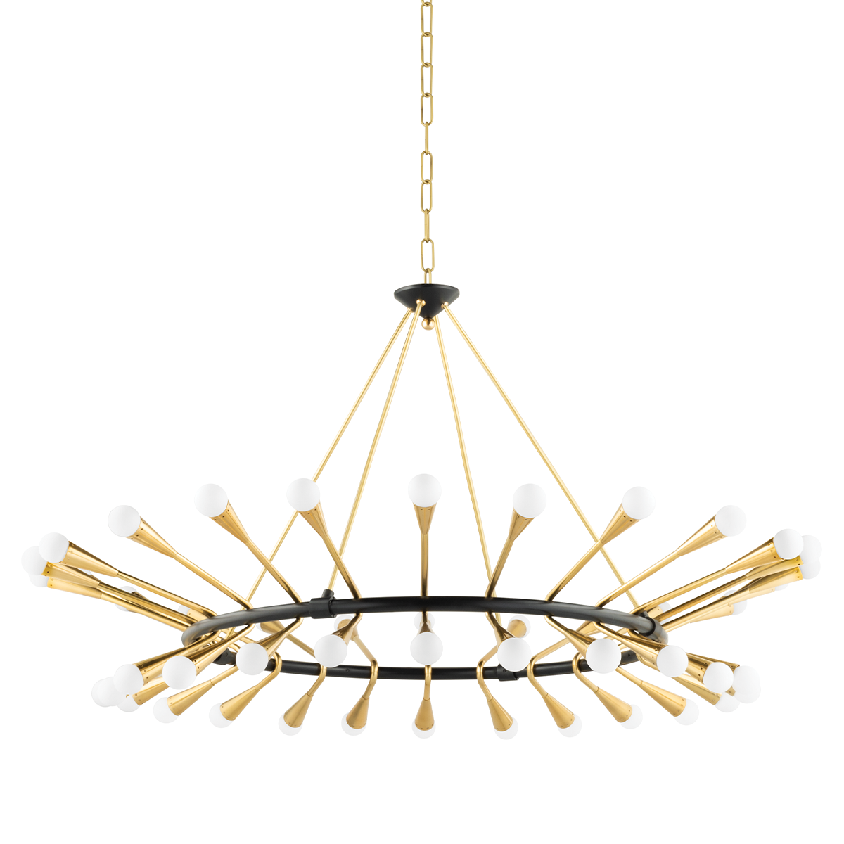 Aries Chandelier In VINTAGE POLISHED BRASS/BLACK BRASS Finish