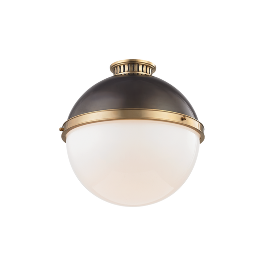 Latham Flush Mount with Aged/antique Distressed Bronze Finish