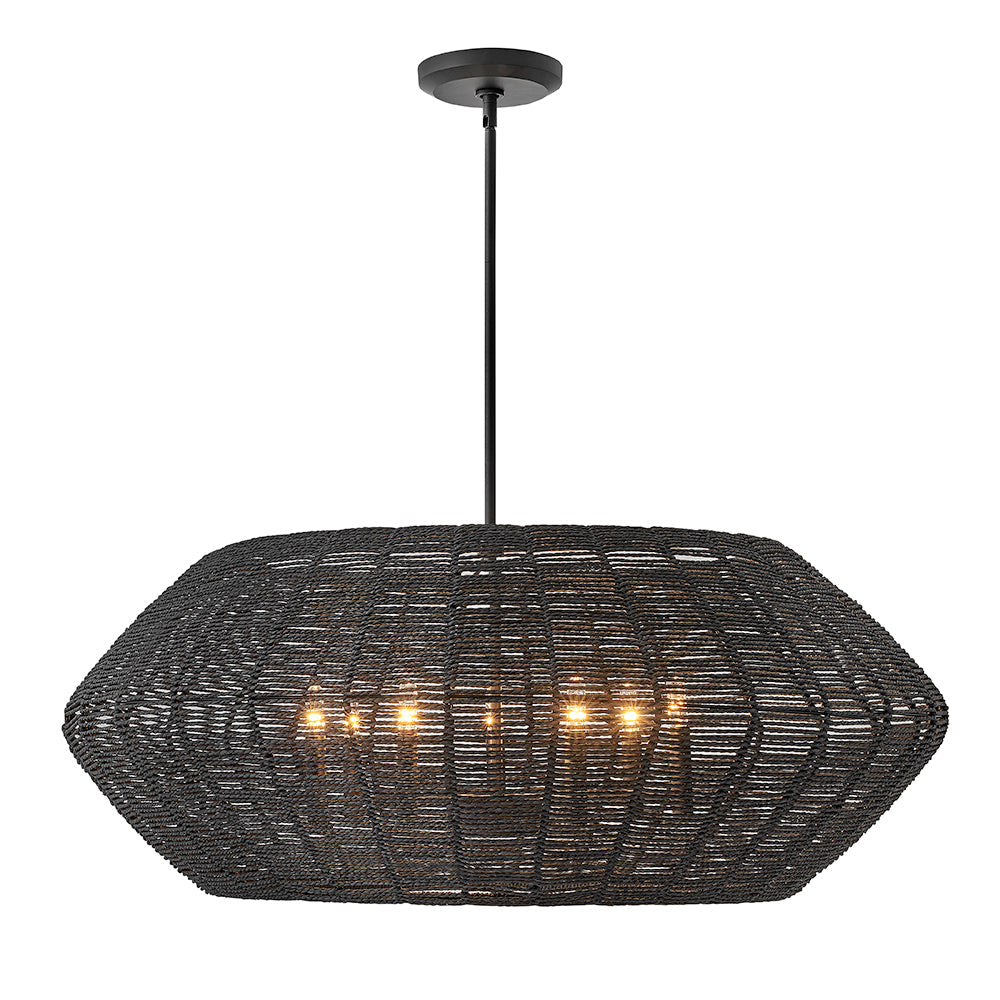 Luca Large Convertible Drum Chandelier In Black Finish