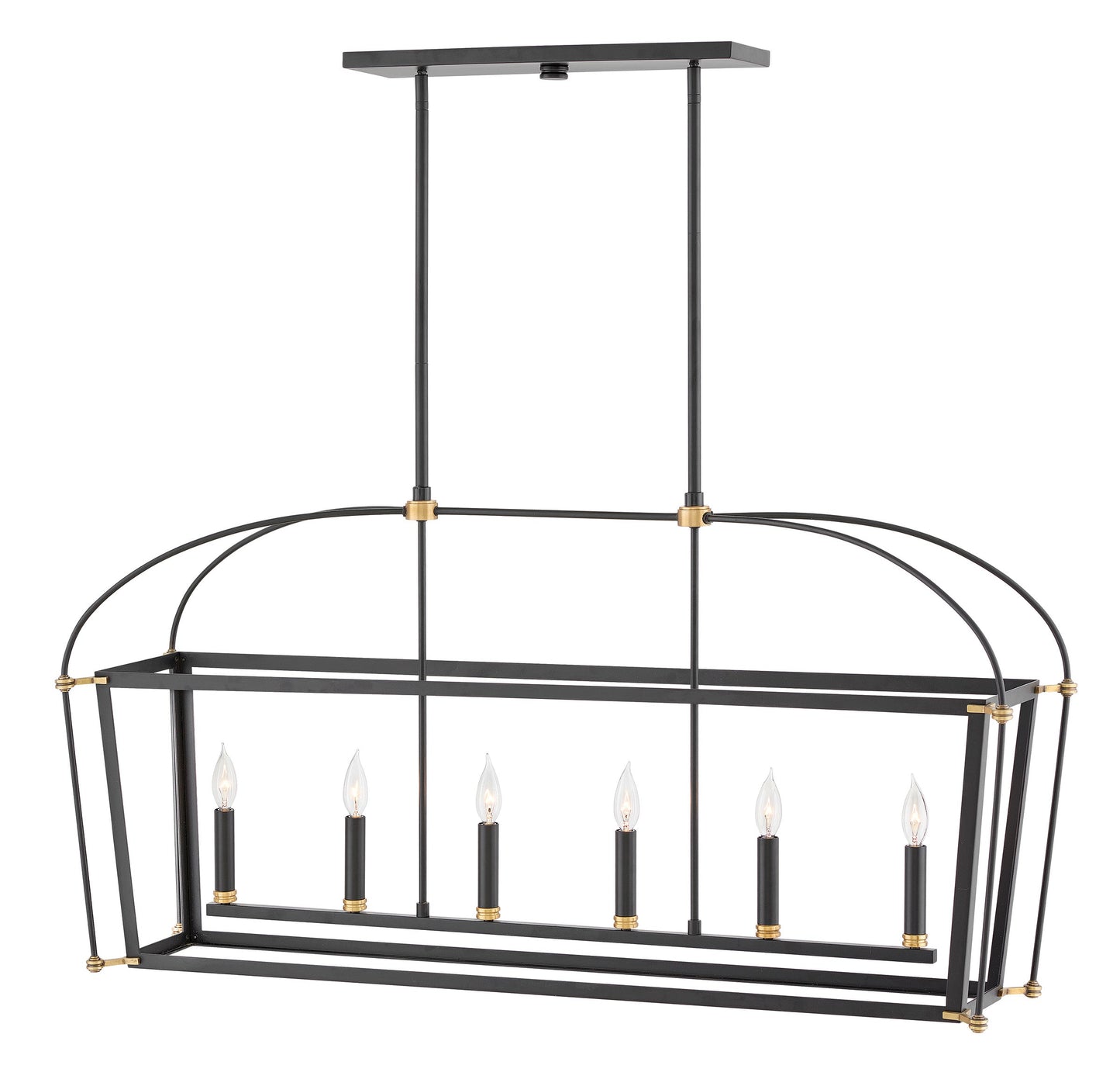 Selby Medium Six Light Open Frame Linear In Black Finish